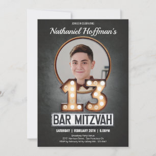 Vintage Bar Mitzvah Marquee Glamor Anpassad Foto  Inbjudningar
