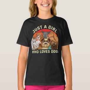 Vintage bara en flicka som Kärlek Cute Hundar Retr T Shirt