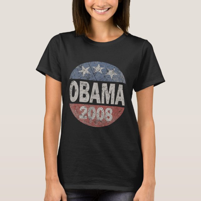 Vintage Barack Obama 2008 Kampanj T Shirt (Framsida)