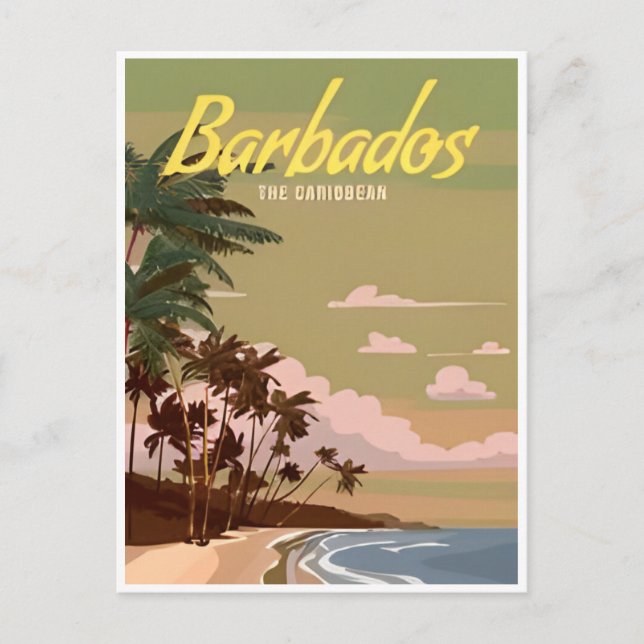 Vintage Barbados Caribbean Bridgetown Vykort (Framsida)