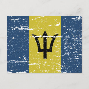 Vintage Barbados Flagga Vykort