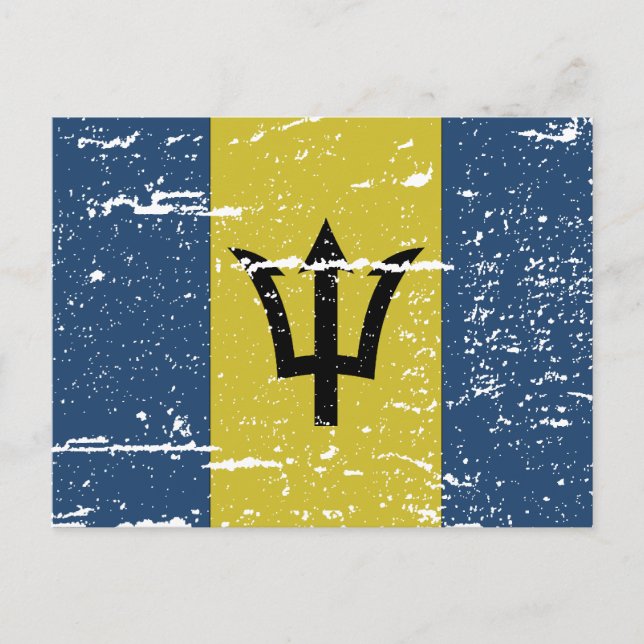 Vintage Barbados Flagga Vykort (Framsida)