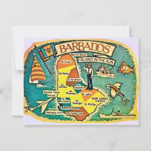 Vintage Barbados Kart Postkort Vykort
