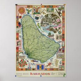 Vintage Barbados Karta Poster
