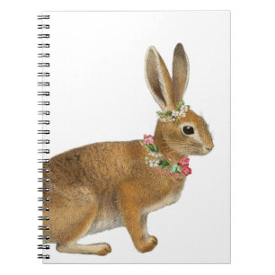 Vintage Bärbar kanin Flower Spiral Journal Anteckningsbok