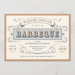 Vintage Barbeque-inbjudningar på födelsedagen Inbjudningar