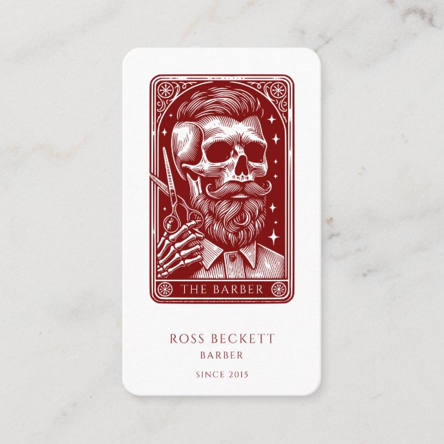 Vintage Barber Antik Tarot Terrakotta Visitkort (Framsida)
