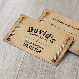 Vintage Barber Barbershop Hair Stylist Möte Tidsbeställning Kort
