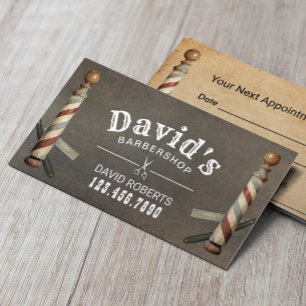 Vintage Barber Hair Stylist Razor Möte Tidsbeställning Kort