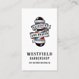 Vintage Barber Pole Logotyp Affärskort Visitkort