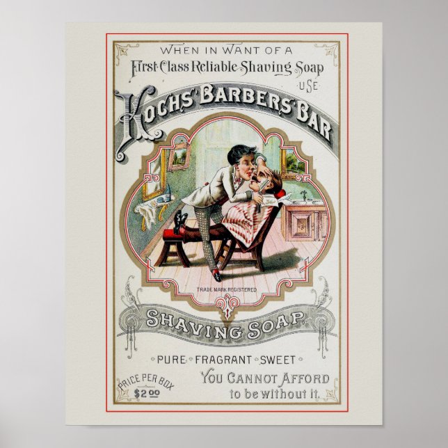 Vintage Barber Shop Advertisement Poster (Framsidan)