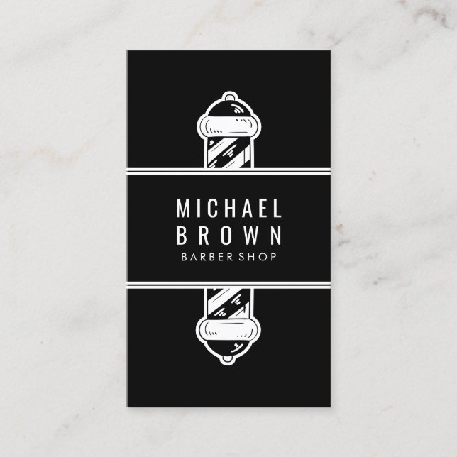 Vintage Barber shop Black Visitkort (Framsida)