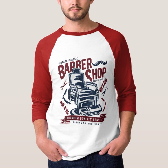 Vintage Barber Shop T-shirt (Framsida)