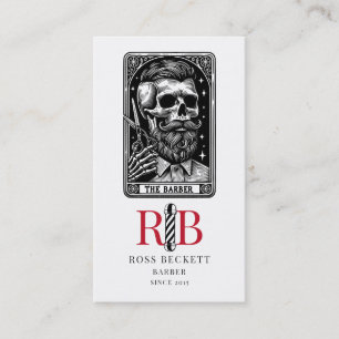 Vintage Barber Tarot Logotyp Monogram Visitkort