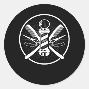 Vintage Barbers Verktyg Runt Klistermärke