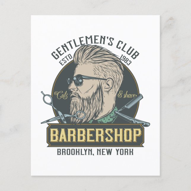 Vintage Barbershop Herr Grooming Flygblad (Framsidan)