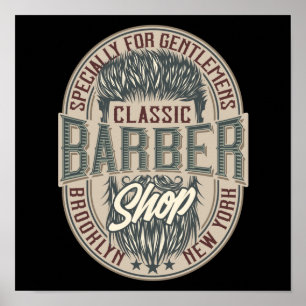 Vintage Barbershop Logotyp Poster