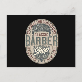 Vintage Barbershop Logotyp Vykort