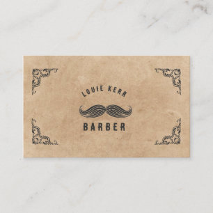 Vintage Barbershop Mustache hair stylist Beige Visitkort