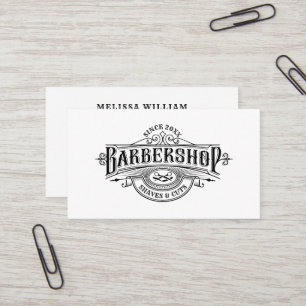 Vintage Barbershop Typography & Ram Anpassningsbar Visitkort