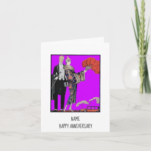 Vintage Barbier Par Happy Anniversary Kort (Framsida)