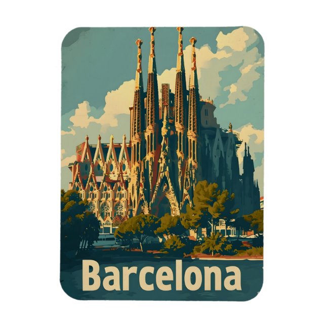 Vintage Barcelona Sagrada Familia Magnet (Vertikal)