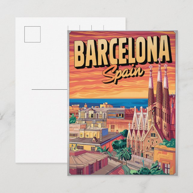 Vintage: Barcelona sagrada familia presentations Vykort (Fram/baksida)