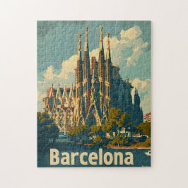 Vintage Barcelona Sagrada Familia Pussel