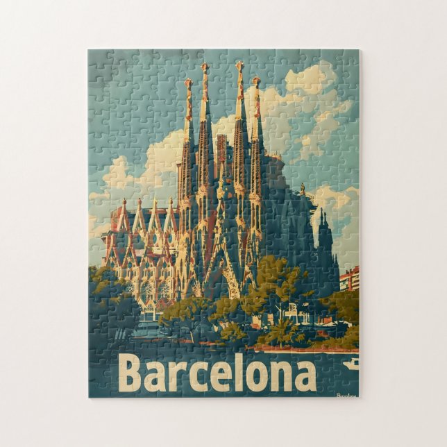 Vintage Barcelona Sagrada Familia Pussel (Vertikal)