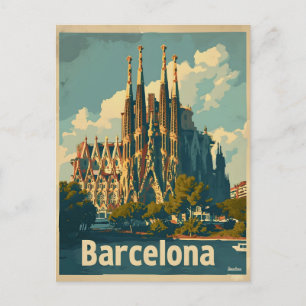 Vintage Barcelona Sagrada Familia Vykort