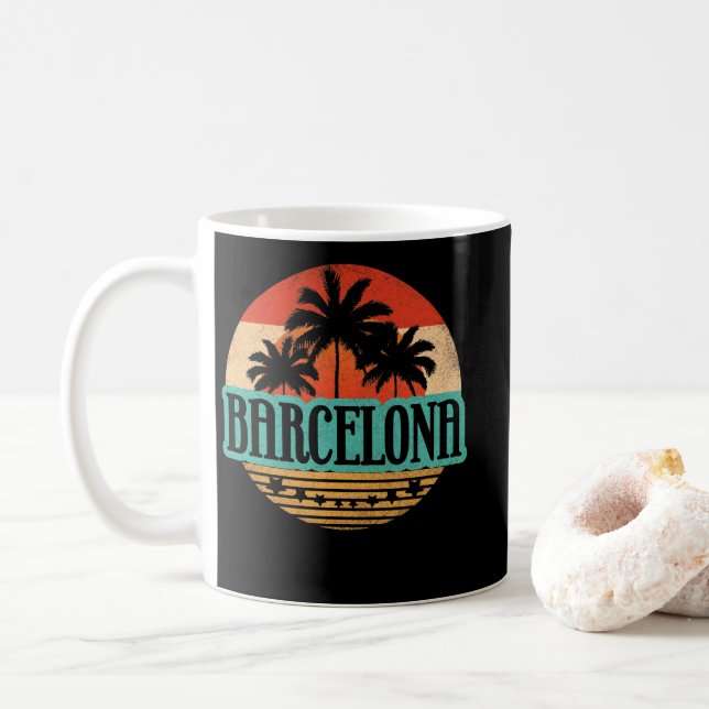 Vintage Barcelona Spain Souvenir Sunset Kaffemugg (Med munk)