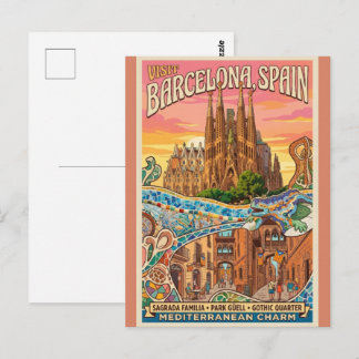 Vintage Barcelona Spain Travel Postcard - Sagrada  Vykort