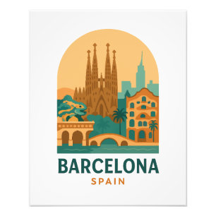 Vintage Barcelona Spanien Resa Sagrada Familia Fototryck