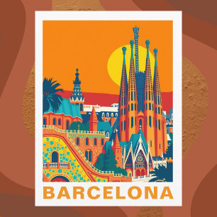 Vintage Barcelona Spanien Resa Vykort
