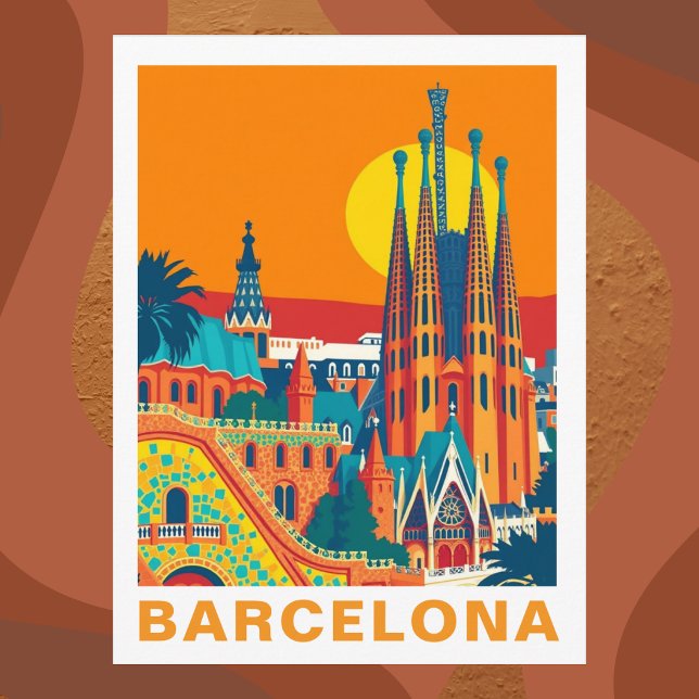 Vintage Barcelona Spanien Resa Vykort (Vintage Barcelona Spain Travel Postcard
)