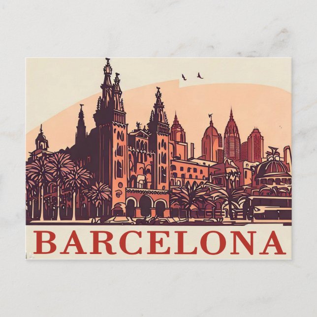 Vintage Barcelona Spanien Vykort (Framsida)