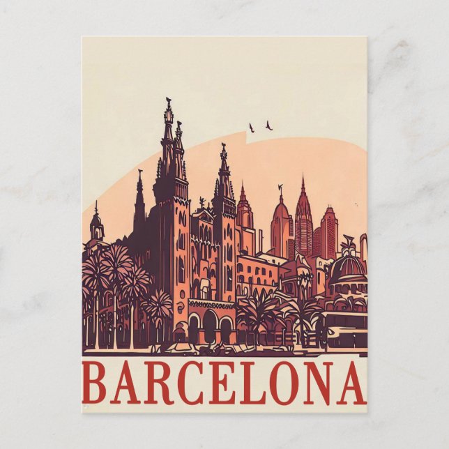 Vintage Barcelona Spanien Vykort (Framsida)