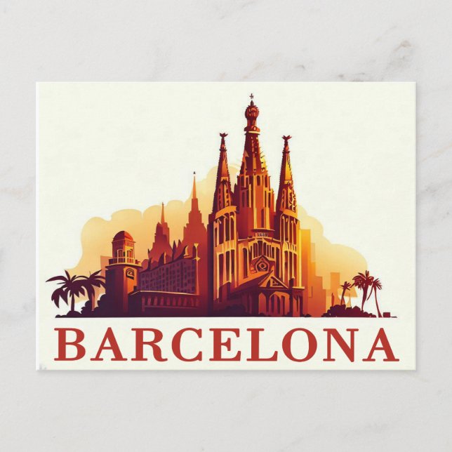 Vintage Barcelona Spanien Vykort (Framsida)
