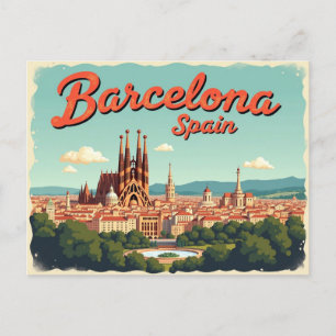 Vintage Barcelona Vibes Vykort