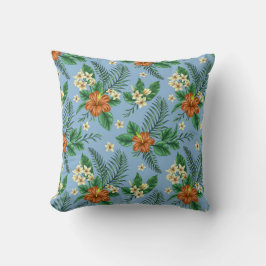 Vintage Barkcloth-look Blue och Orange Pillow Kudde