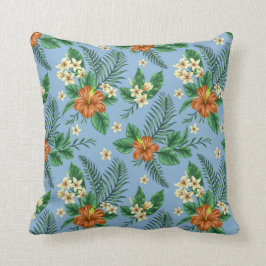 Vintage Barkcloth-look Blue och Orange Pillow Kudde