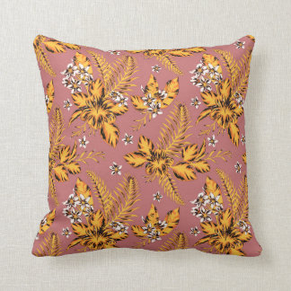 Vintage Barkcloth-look Mustard och Coral Pillow Kudde