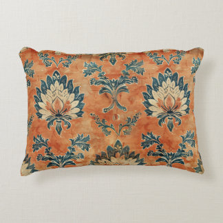 Vintage Barkcloth med Terracotta Background Prydnadskudde