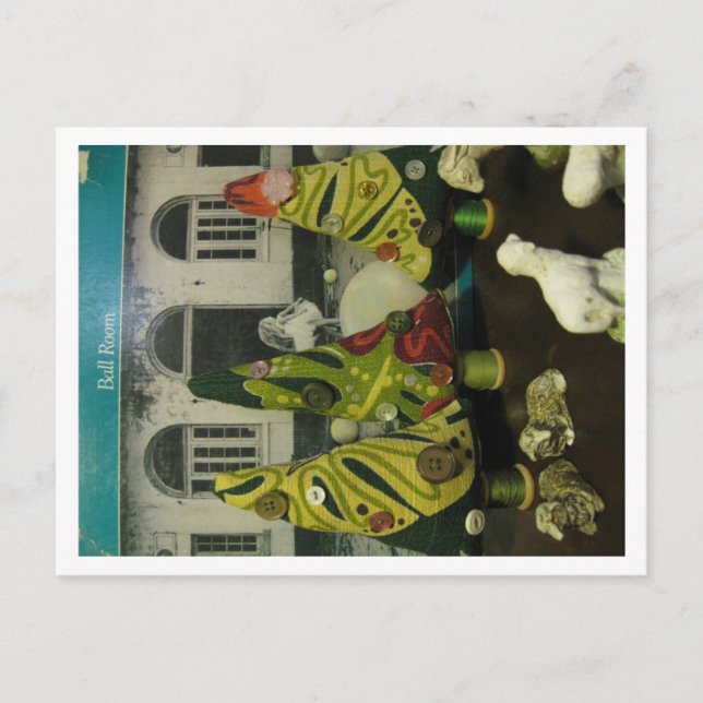 Vintage Barkcloth och chalkware-får Vykort (Framsida)