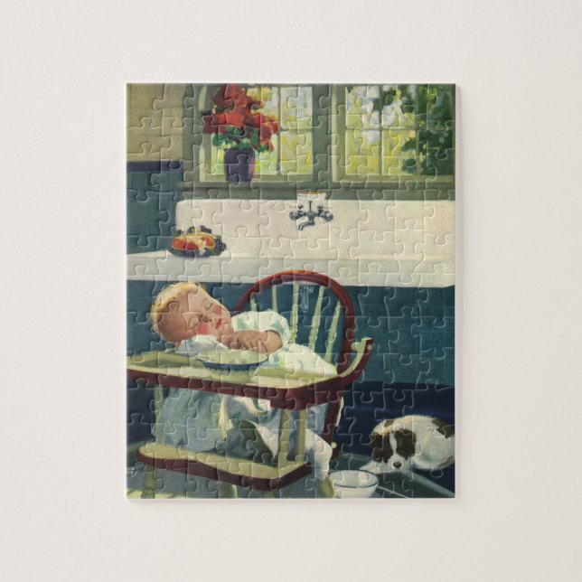Vintage Barn, Baby Sleeping HighSchool Kitchen Pussel (Vertikal)