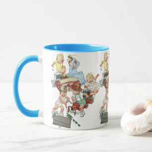 Vintage Barn Barnbarn som leker med brandbilar Mugg