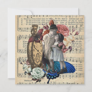 Vintage Barn & Blommigt Collage Kort