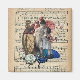 Vintage Barn & Blommigt Collage Magnet