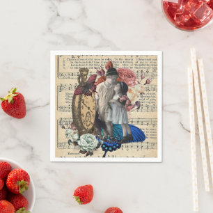 Vintage Barn & Blommigt Collage Pappersservett
