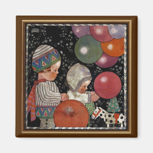 Vintage Barn Födelsedagsfest, ballonger och Leksak Magnet